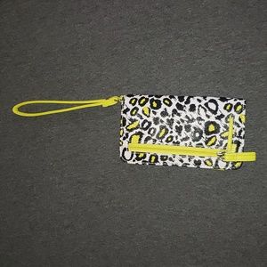 Wristlet Wallet Black White Yellow Leopard Print NWOT